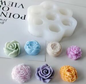 Moule silicone 7 petites Roses Pivoines